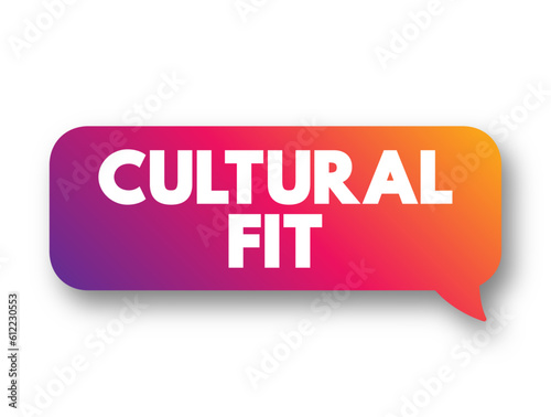 Cultural Fit - concept of screening potential candidates to determine what type of cultural impact they would have on the organization, text concept background