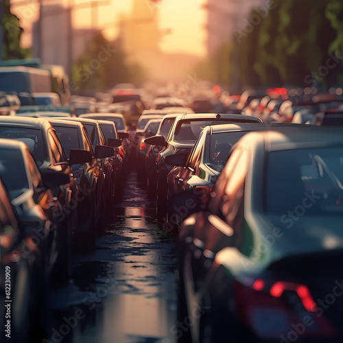 Cars Traffic Jam. Generative AI