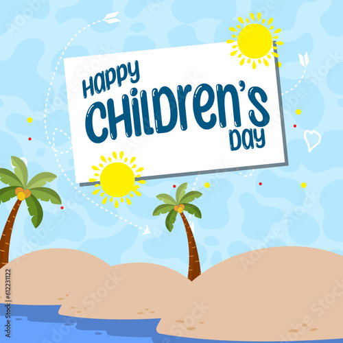 vector flat happy children's day