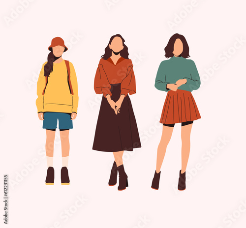 Set Collection Girl Model Fashion Style 
