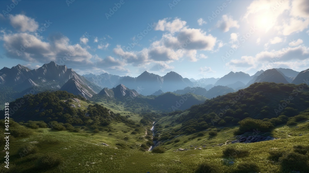 Fototapeta premium landscape mountain with beautiful sky background