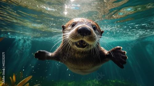 animal otter on underwater