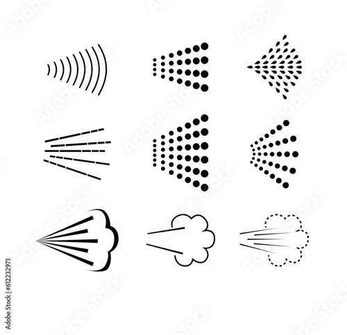 Spray icons set. Spray steam icons. cleanning deodorant sprayed line.Vector