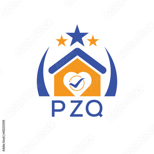 PZQ House logo Letter logo and star icon. Blue vector image on white background. KJG house Monogram home logo picture design and best business icon. 
 photo