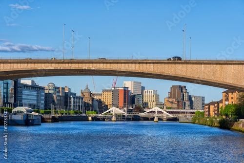 UK, Scotland, Glasgow, Kingston Bridge over Clyde River photo
