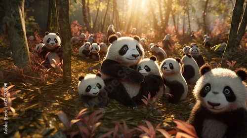 Panda in the forest background Generative AI