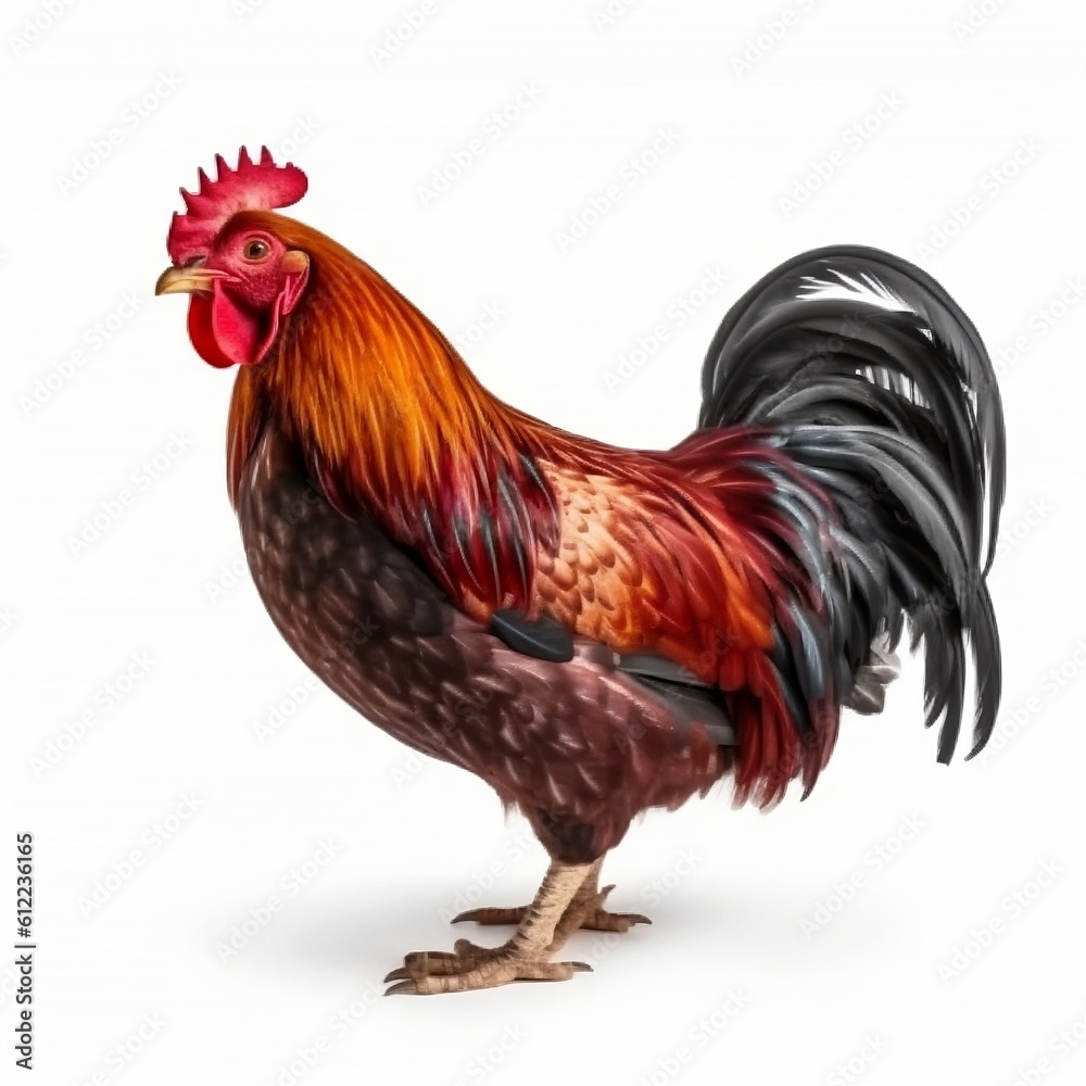 Rooster isolated on white background, Generative AI