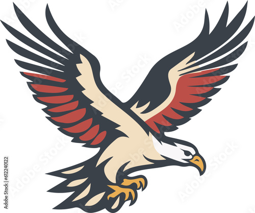 Vector illustration showing the logo of a soaring white-headed eagle