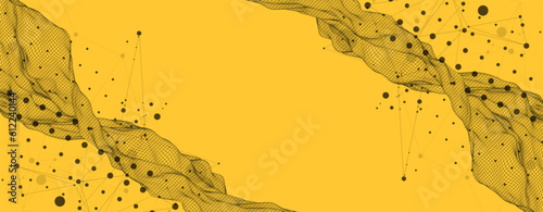 The abstract wave is made in a frame style. Template for science and technology presentation.