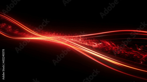 Fire red plazma motion lines. Car light trail effect illustration. Abstract laser beams. Generative ai.