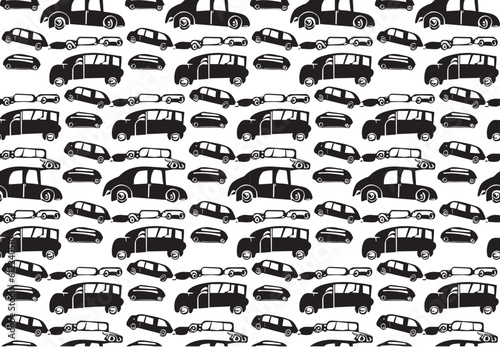 Car pattern texture Illustration. Vector black and white