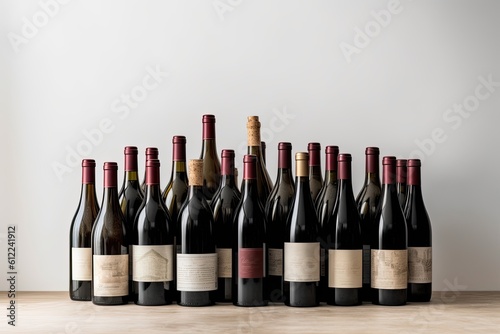 Premium Bottles Of Wine In A Wine Store In A Zoom View On White Background