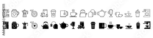 Hot drinks vector icon set. coffee illustration sign collection. tea symbol.