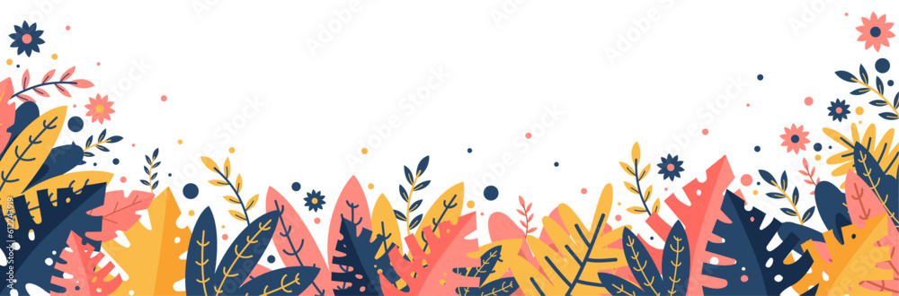 Cadre fleurs - Arrière-plan floral - Éléments vectoriels éditables - Illustrations décoratives de nature - Style fleuri