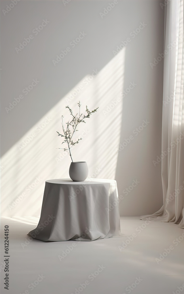 Empty wall of minimalism room,created with generative ai tecnology.