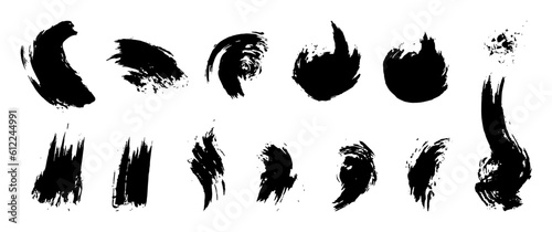 set of artistic vector brush strokes isolated against a transparent backdrop 