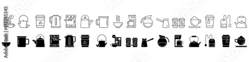 Hot drinks vector icon set. coffee illustration sign collection. tea symbol.