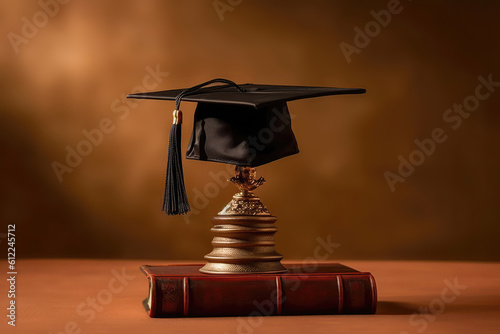 Academic Cap Balancing On Top Of Graduation Tassel. Generative AI