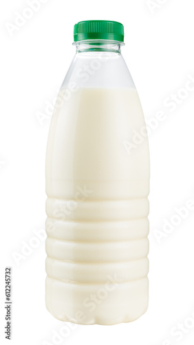 One liter of milk or milk products in a plastic bottle isolated PNG transparent background photo