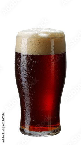 Dark beer in a glass isolated PNG transparent photo