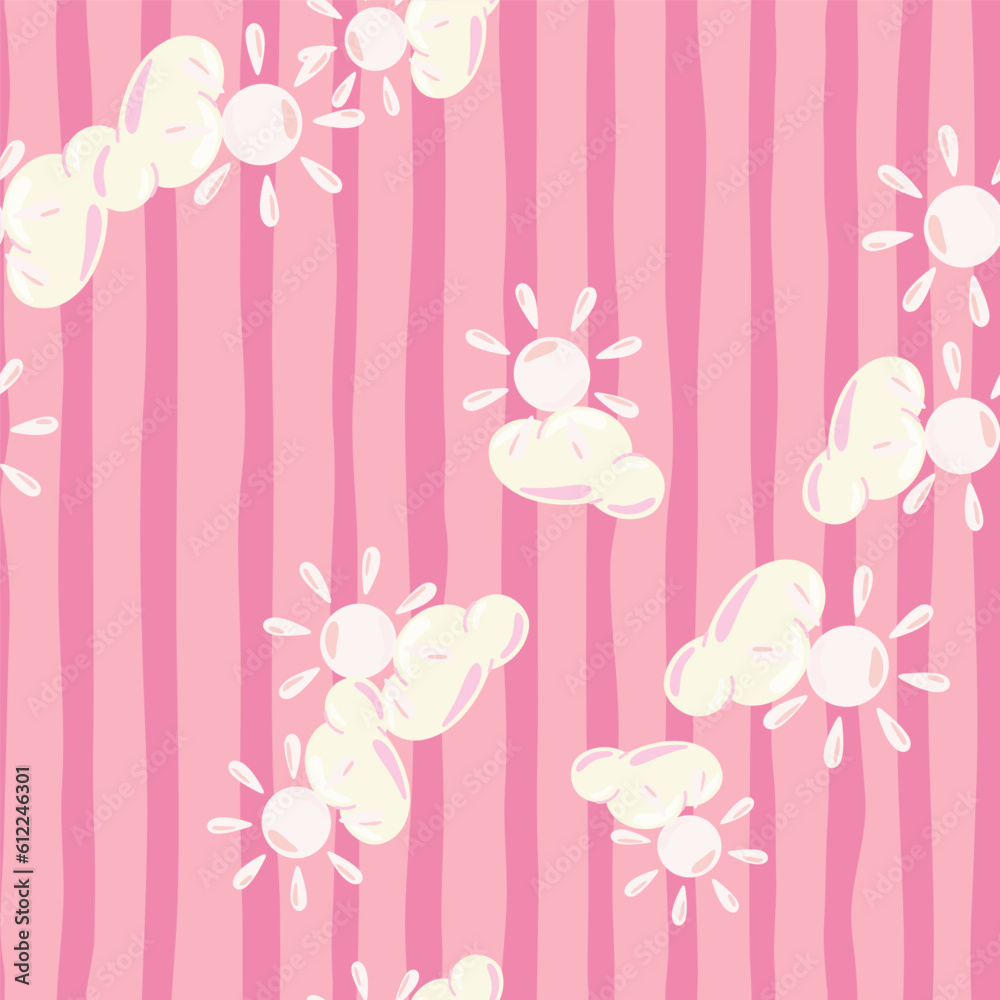 Sun seamless pattern in doodle style. Sun seamless pattern in doodle style.