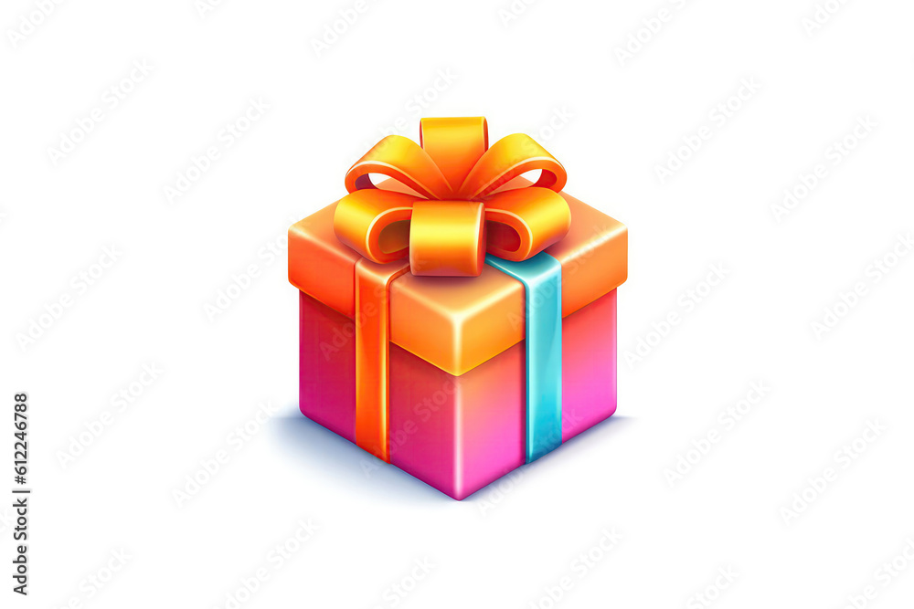 Obraz premium Gift Box Logo On White Background D. Generative AI