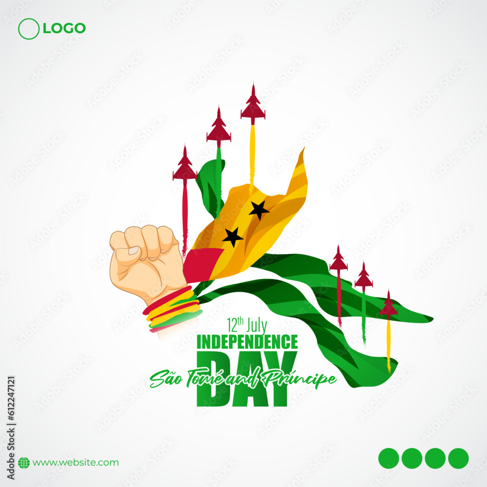 Obraz premium Vector illustration of Sao Tome and Principe Independence Day 12 July social media story template