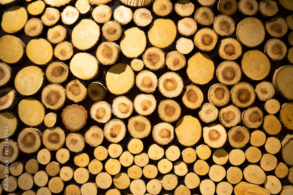 The wooden wall is stacked as a background The wooden wall is stacked as a background