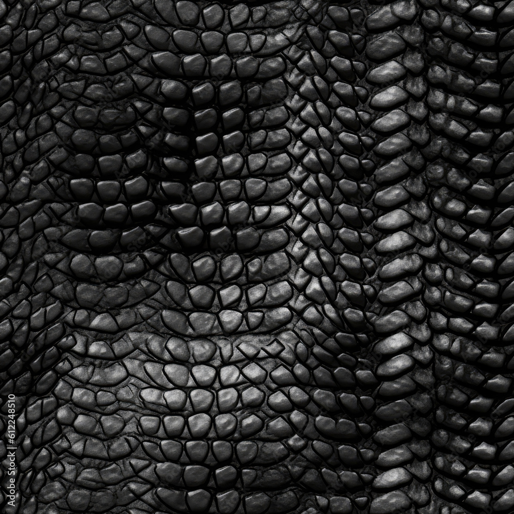 Black Snake Skin Texture Background. Seamless Background. Generative AI