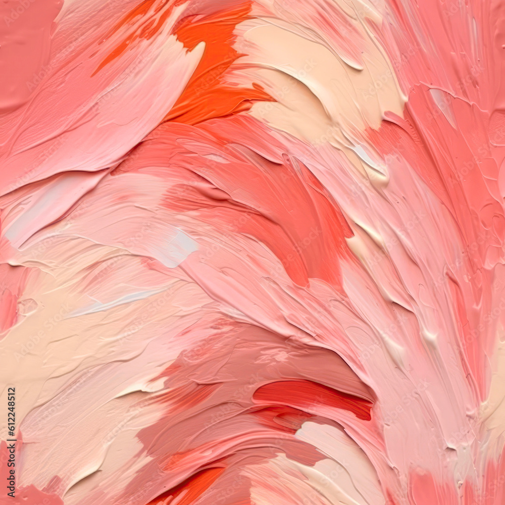Blush Color Oil Paint Strokes On Canvas. Seamless Background. Generative AI
