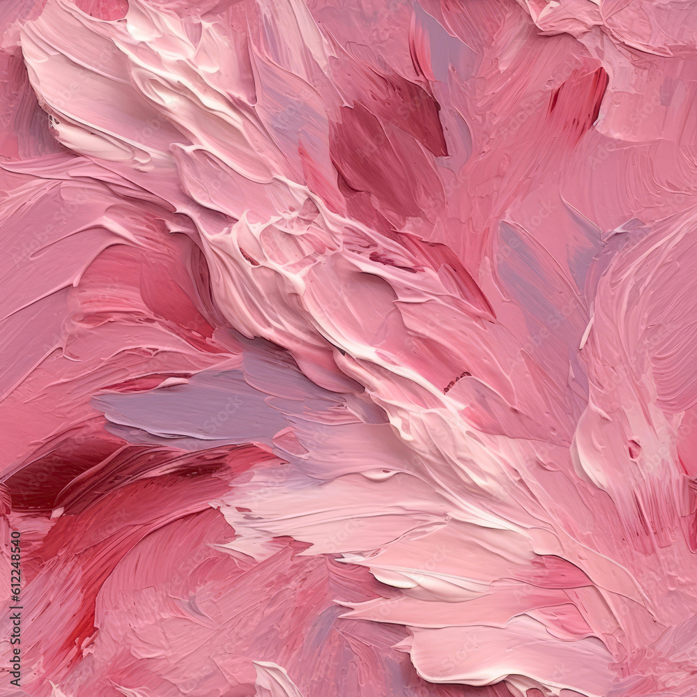 Dusty Rose Color Oil Paint Strokes On Canvas. Seamless Background. Generative AI