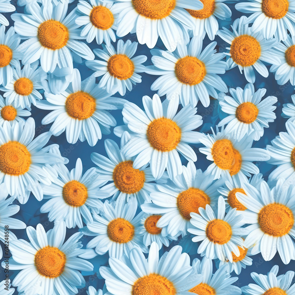 Daisies Closeup, Background. Seamless Background. Generative AI Daisies Closeup, Background. Seamless Background. Generative AI