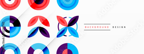 Colorful circles in a grid composition abstract background. Design for wallpaper, banner, background, landing page, wall art, invitation, prints, posters