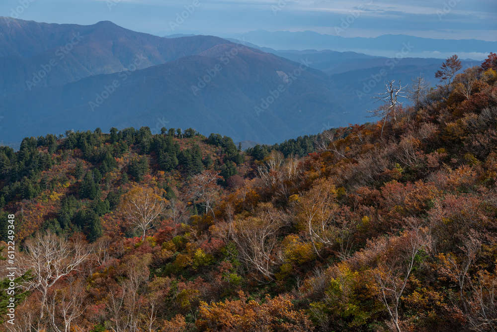 紅葉する山 紅葉する山