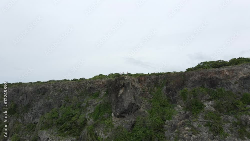 Tourists enjoying view at Pointe De La Grande Vigie,Guadeloupe. aerial Tourists enjoying view at Pointe De La Grande Vigie,Guadeloupe. aerial