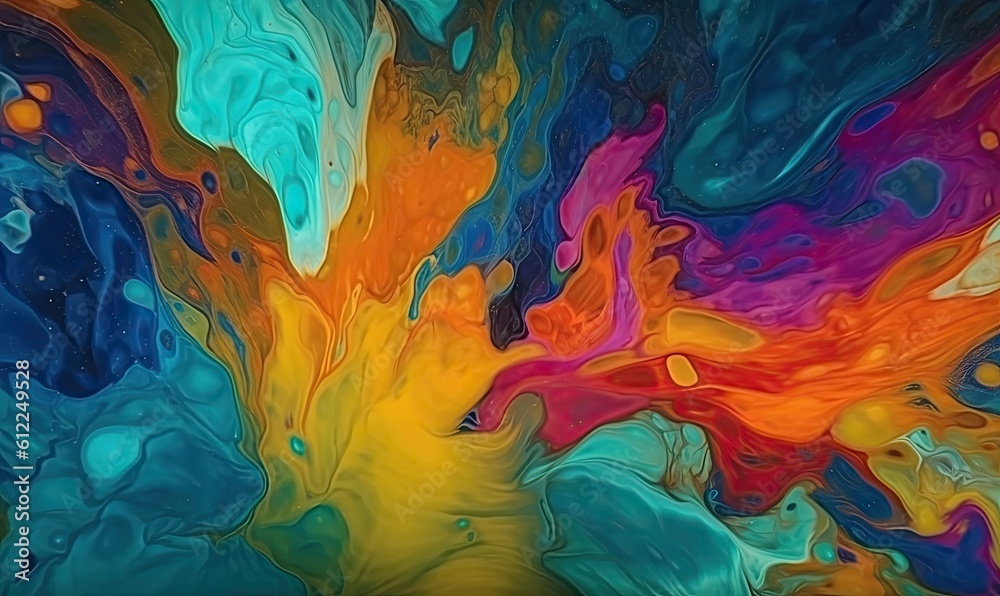 Striking abstract background with colorful liquid ink. Creating using generative AI tools