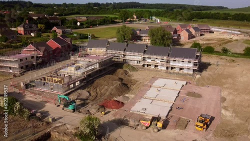 Drone shot housing development and construction in Wiltshire in England photo