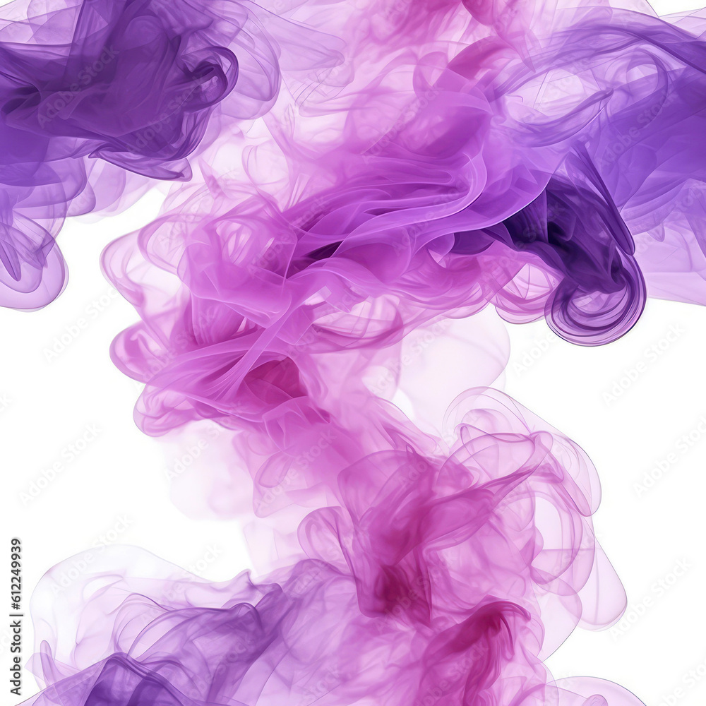Purple Smoke On White Background . Seamless Background. Generative AI