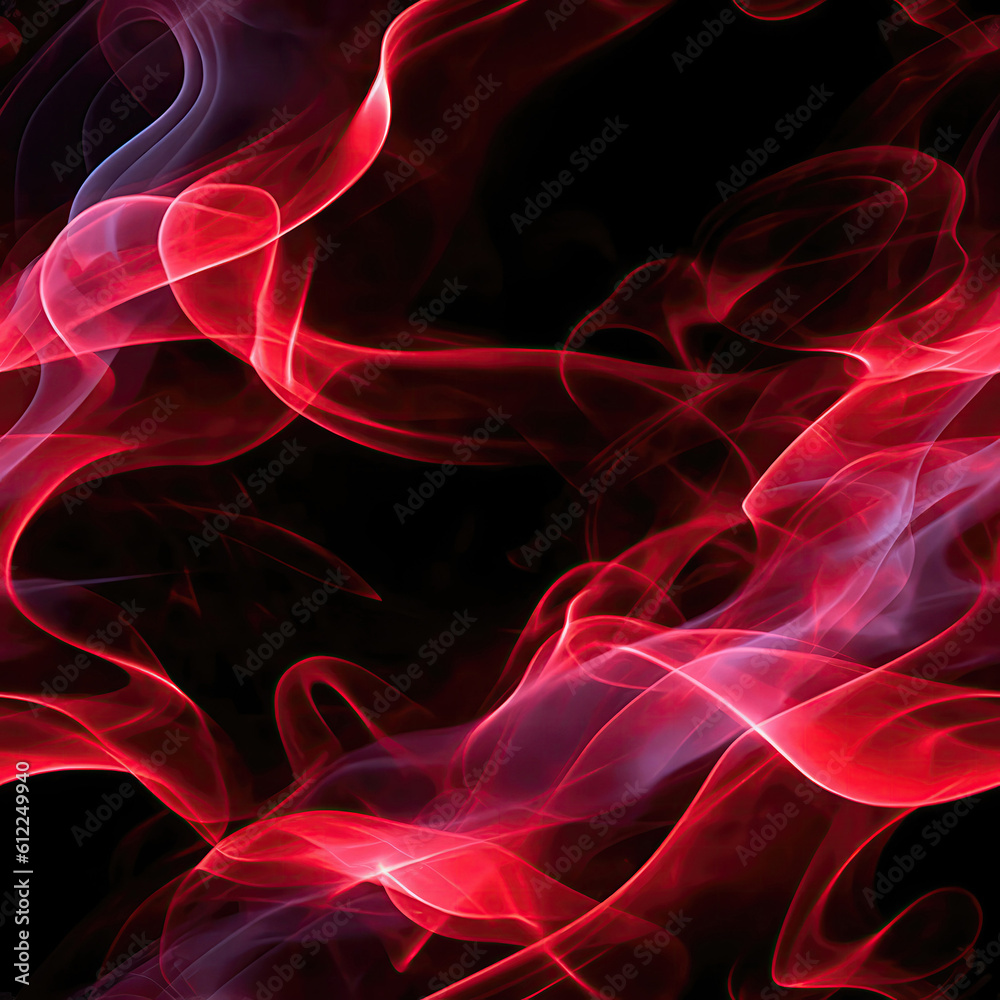 Obraz premium Red Smoke On Black Background. Seamless Background. Generative AI