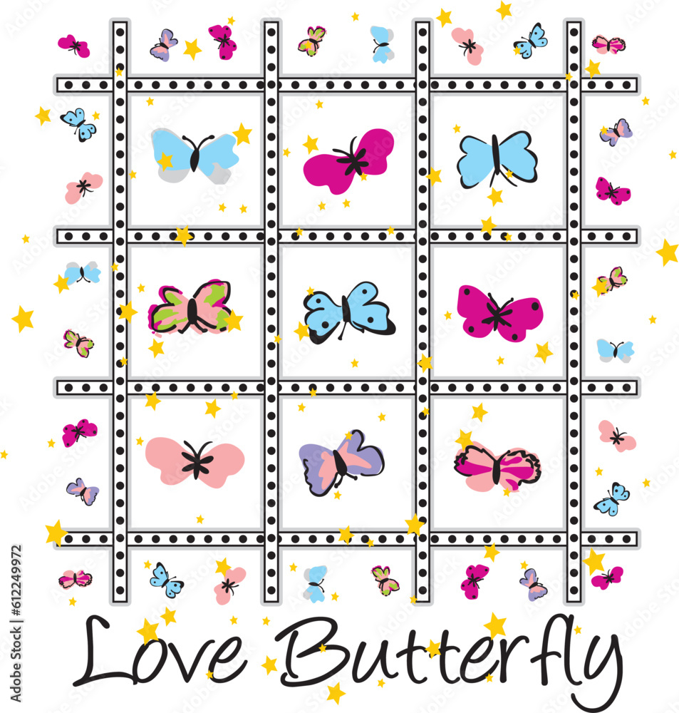 butterfly and text print pattern butterfly and text print pattern