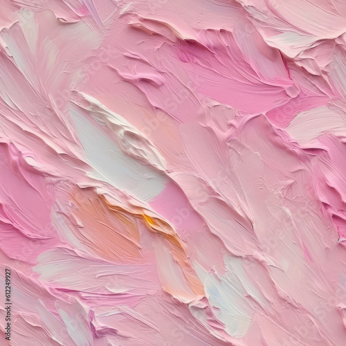 Pastel Pink Color Oil Paint Strokes On Canvas . Seamless Background. Generative AI