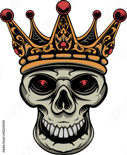 vector king skull head illustration design