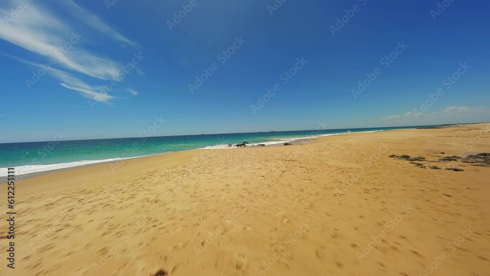 Empty beach in Australia. Flying on an FPV drone. Empty beach in Australia. Flying on an FPV drone.