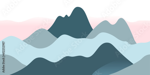 Mountain Landscape Vector Illustration for Childrens Room Decor and Wallpapers