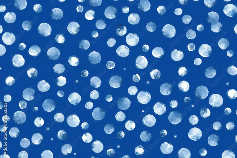 White Symmeric Polka Dots On Blue Background. Generative AI