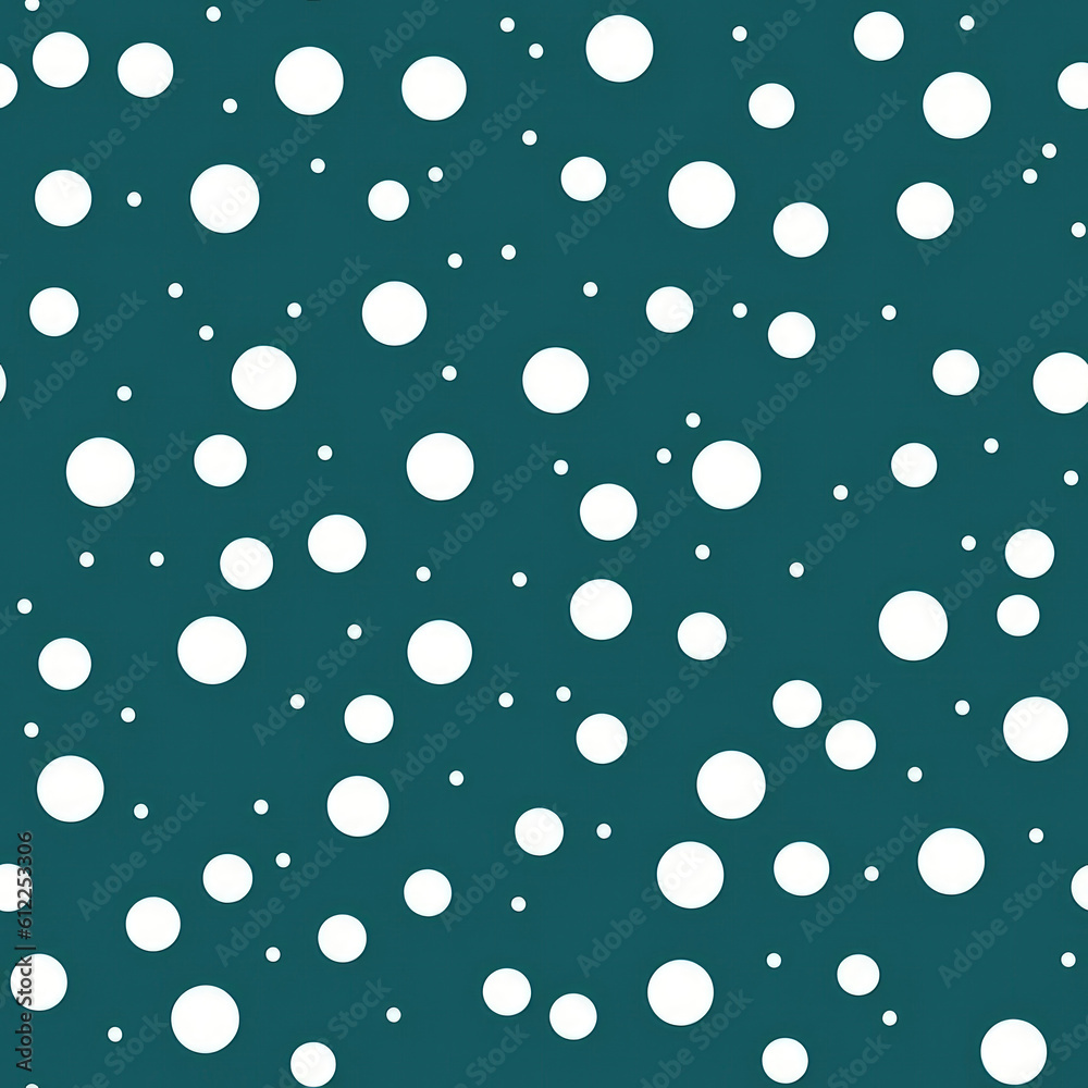 White Polka Dots On Teal Background. Seamless Background. Generative AI