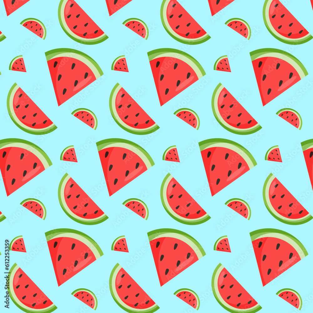 Seamless watermelon pattern. Vector summer background with watermelon slices. Vector illustration Seamless watermelon pattern. Vector summer background with watermelon slices. Vector illustration