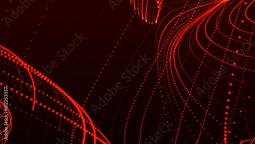 Digital technology background. Dynamic wave of glowing points. Colored music wave. Futuristic background for presentation design. 3d rendering.