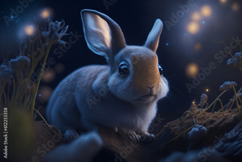 Cute rabbit in the forest