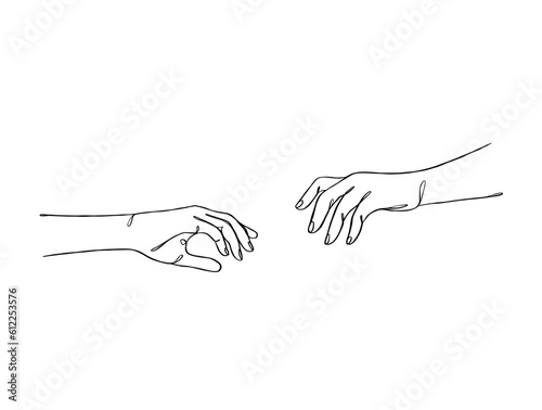 Wallpaper Mural Continuous line drawing of hands couple trendy minimalist illustration. Vector illustration. Torontodigital.ca